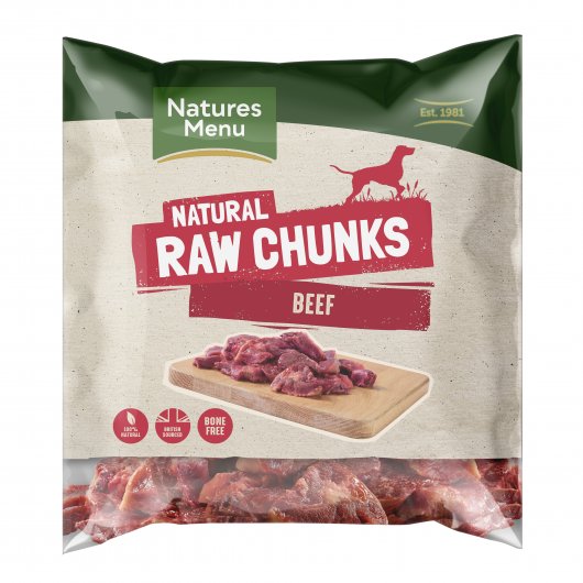 Natures Menu Dog Raw Frozen Meat Chunks Beef 1kg - DELIVERY TO BRISTOL & BATH ONLY