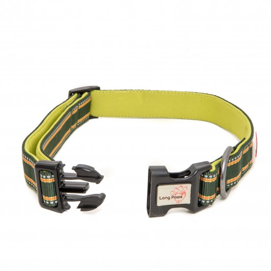 Long paws Comfort Collection Collar Green with 3M Scotchlite reflective strips  2 sizes available