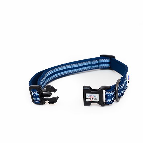 Long Paws Collection Collar Navy with 3M Scotchlite reflective strips 2 sizes