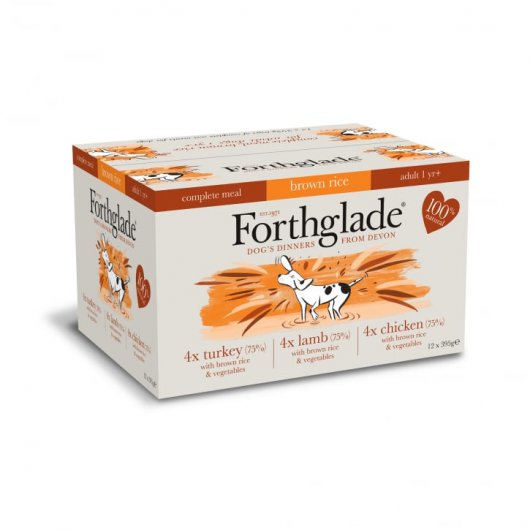 Forthglade Complete Meal Brown Rice Adult Multicase 12 pack (Lamb,Turkey,Chicken) 12 x 395g