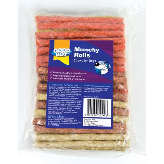 Good Boy Munchy Roll Assorted 12cm 100 pack