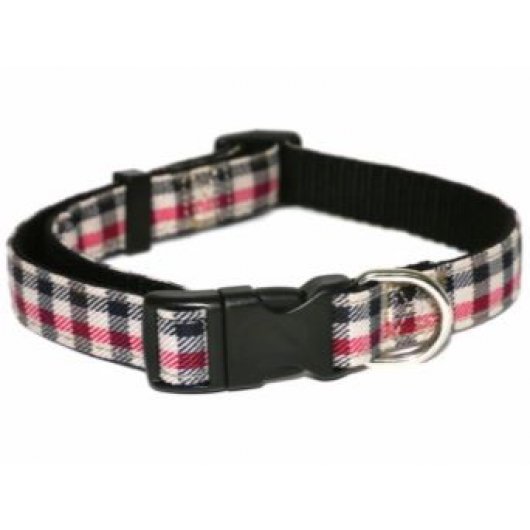 Wag N Walk Check Nylon Collar Red  3 sizes available