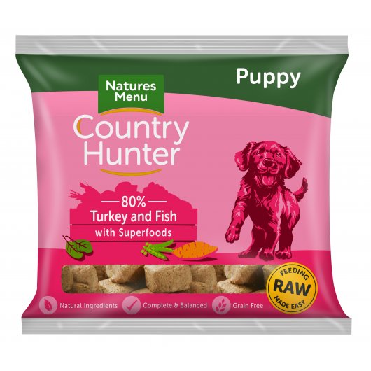 Country Hunter Dog Raw Frozen Turkey & Fish Puppy 1kg - DELIVERY TO BRISTOL & BATH ONLY