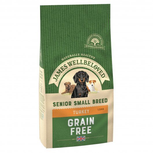 James Wellbeloved Adult Dog Senior Grain Free Small Breed Turkey Kibble 1.5kg