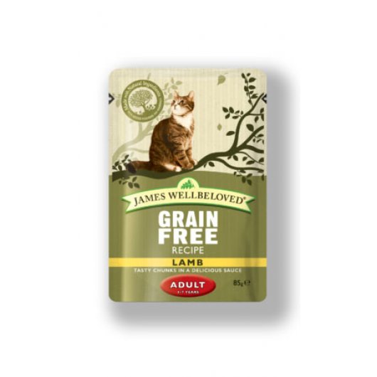 James Wellbeloved Adult Cat Pouches Grain Free Lamb 12x85g