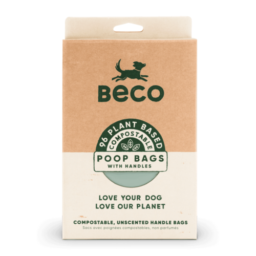 Beco Compostable Poop Bags with Handles (flat packed - not rolls) x 96